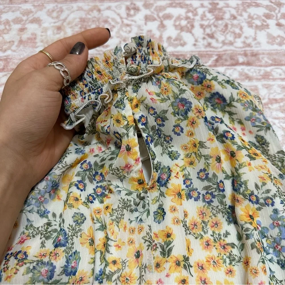 Floral Smocked Ruffle Summer High Neck Minidress 🌻 - Picture 9 of 9